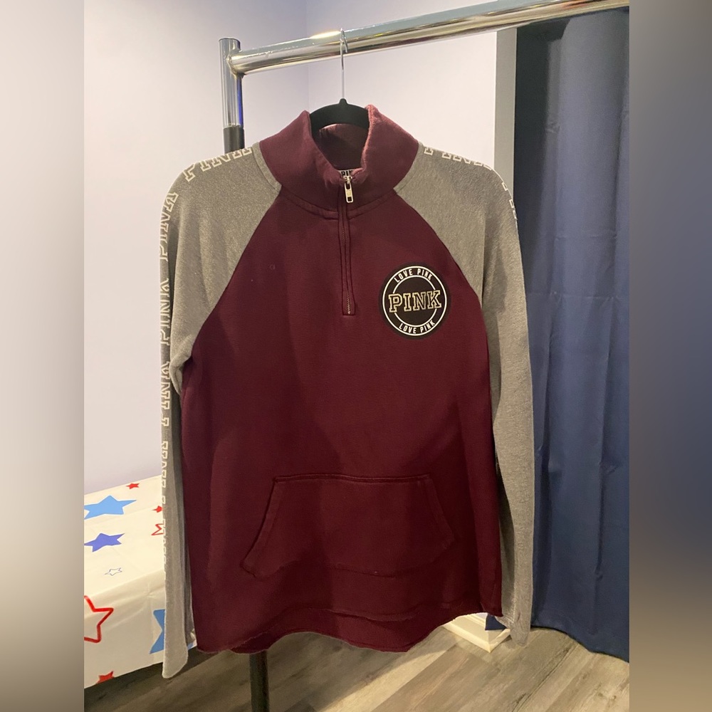 PINK Quarter Zip Pullover Sweatshirt